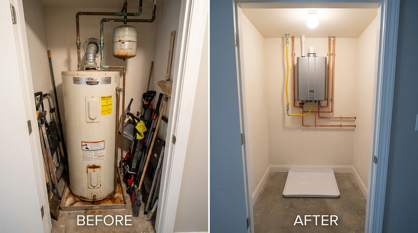 Tank water heater versus wall-mounted tankless unit comparison for Moulton, AL homeowners