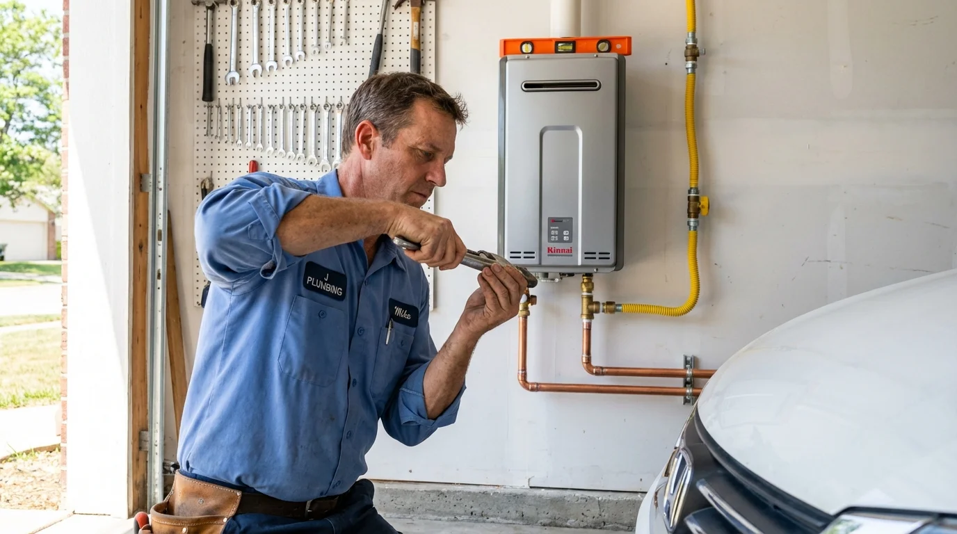 Tankless water heater installation by a Johns Plumbing LLC plumber in Moulton